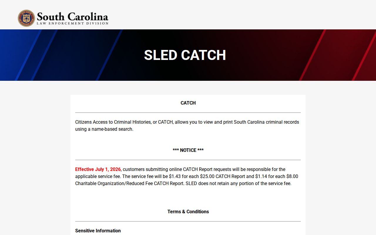 Greenwood neighbors research boundary on South Carolina SLED CATCH search