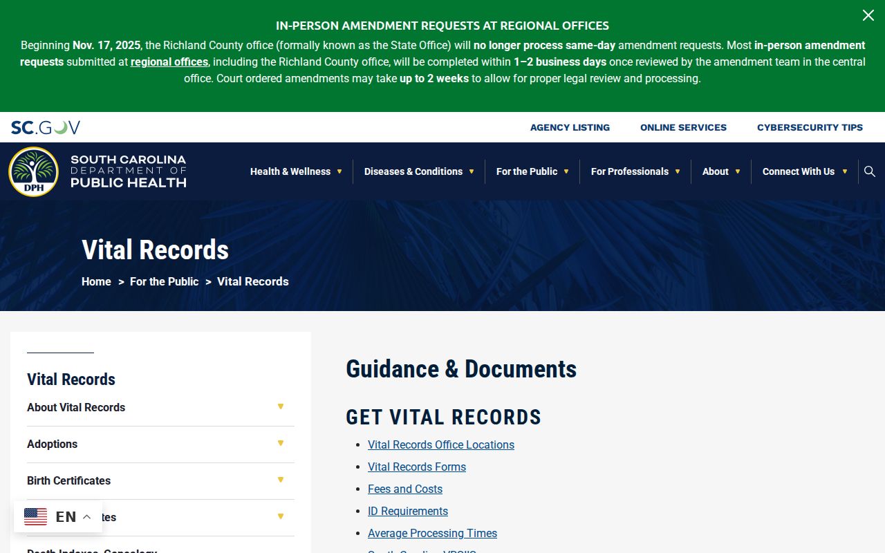 Greenwood previous residents research through South Carolina vital records