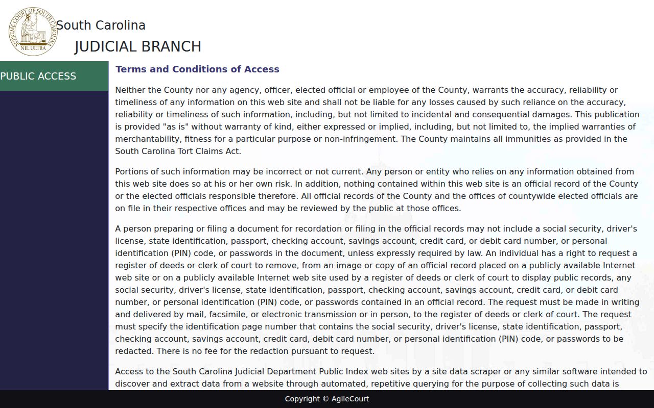 Greenwood resident lookup through South Carolina Family Court Public Portal