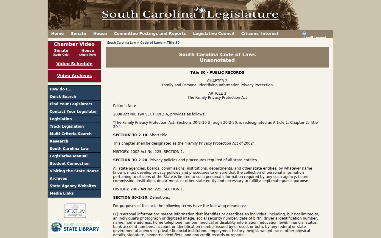 Greenwood ZIP code South Carolina personal information law