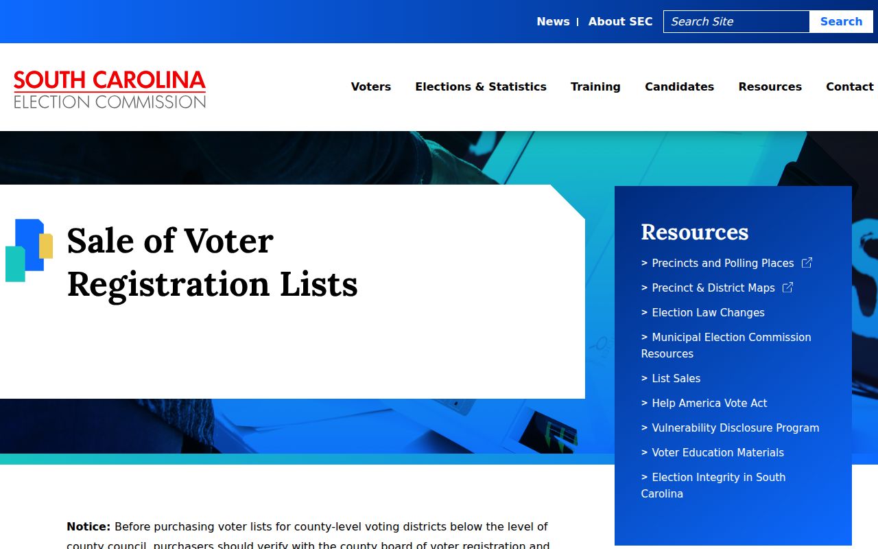 Greenwood ZIP code South Carolina voter list rules